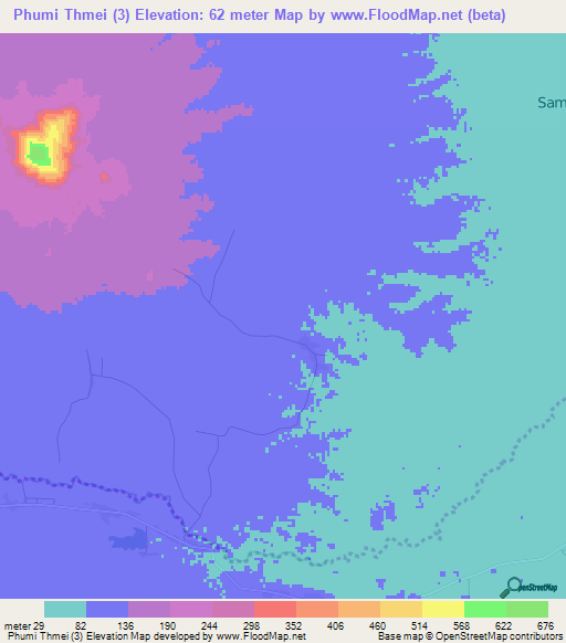 Phumi Thmei (3),Cambodia Elevation Map