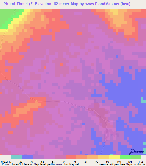 Phumi Thmei (3),Cambodia Elevation Map