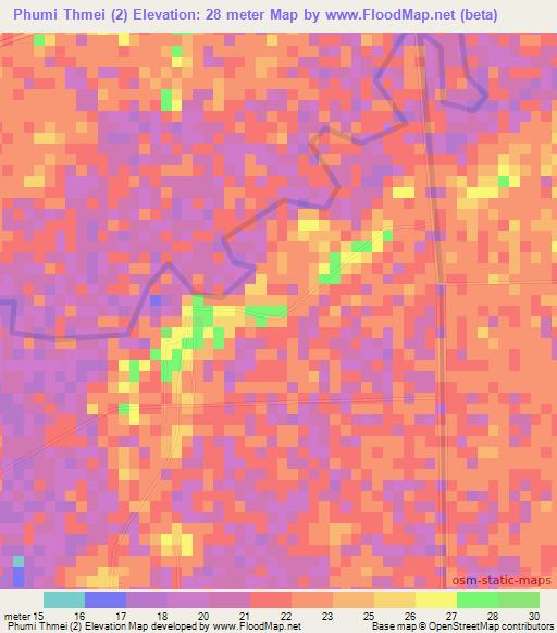 Phumi Thmei (2),Cambodia Elevation Map