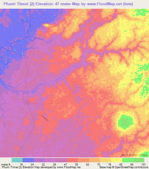 Phumi Thmei (2),Cambodia Elevation Map