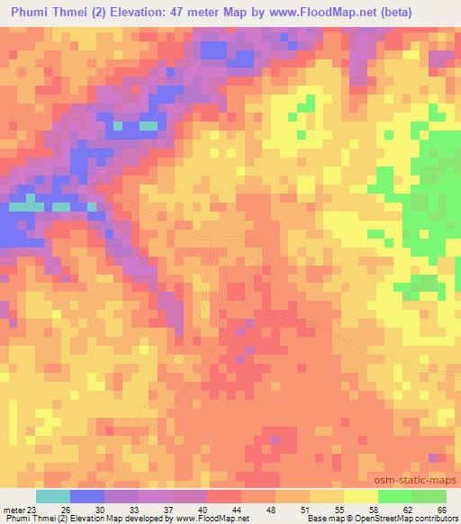 Phumi Thmei (2),Cambodia Elevation Map