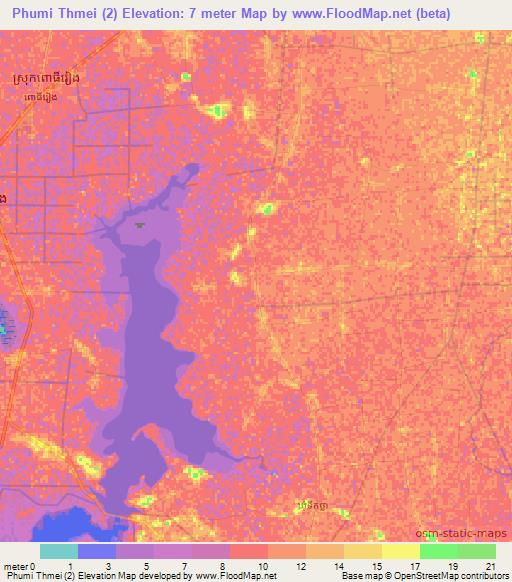 Phumi Thmei (2),Cambodia Elevation Map