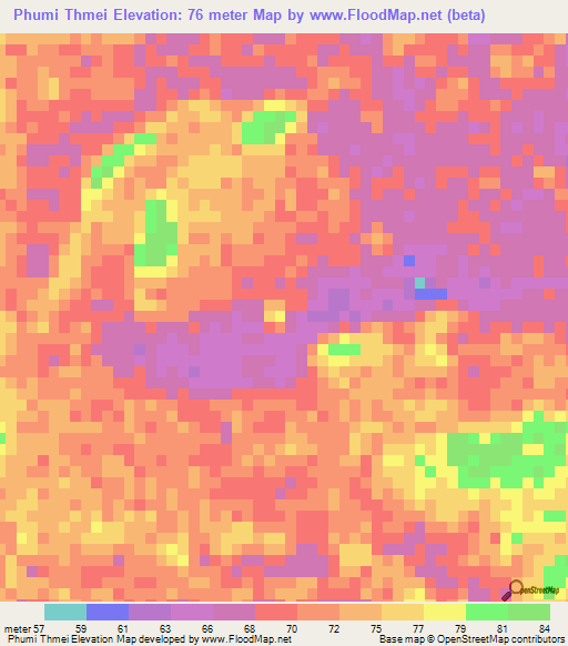 Phumi Thmei,Cambodia Elevation Map