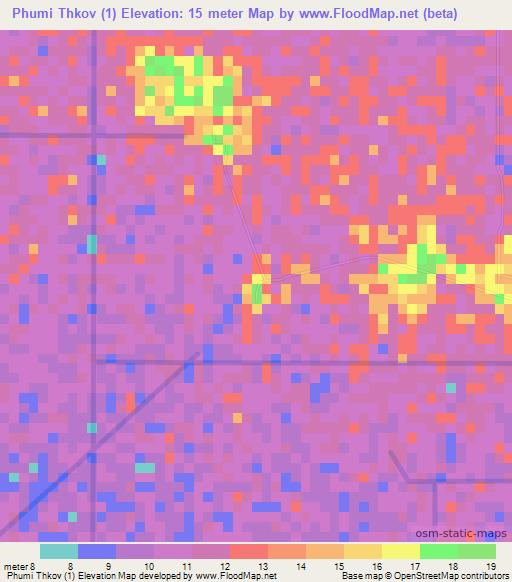 Phumi Thkov (1),Cambodia Elevation Map