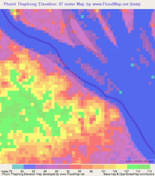 Phumi Thaphong,Cambodia Elevation Map