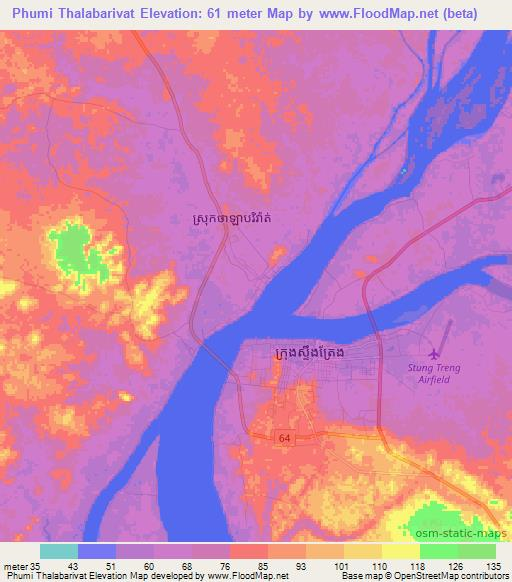 Phumi Thalabarivat,Cambodia Elevation Map