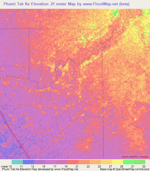 Phumi Tek Ke,Cambodia Elevation Map