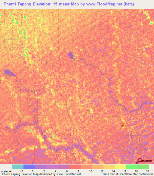 Phumi Tapang,Cambodia Elevation Map