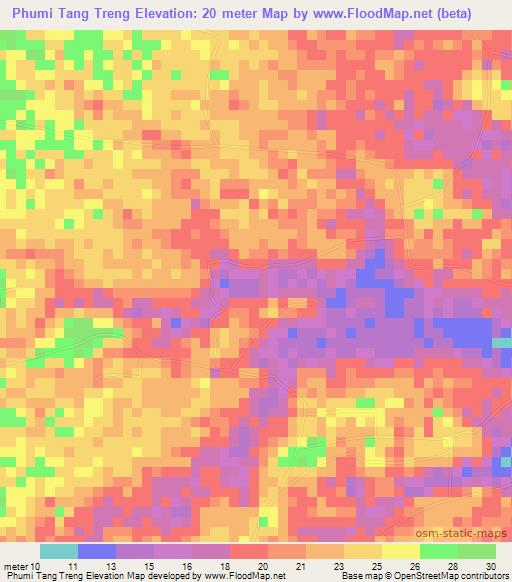 Phumi Tang Treng,Cambodia Elevation Map