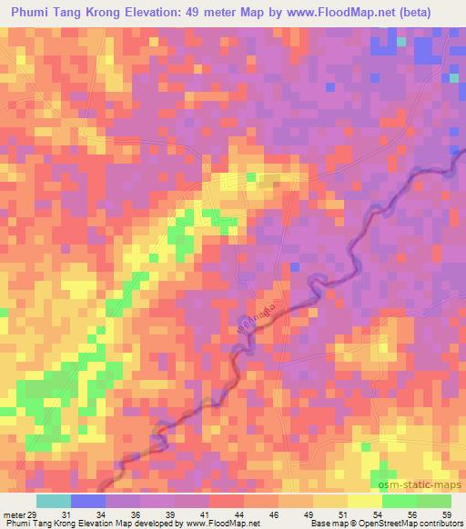 Phumi Tang Krong,Cambodia Elevation Map