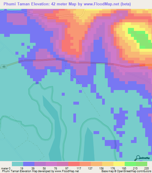 Phumi Taman,Cambodia Elevation Map