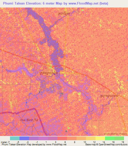 Phumi Talean,Cambodia Elevation Map