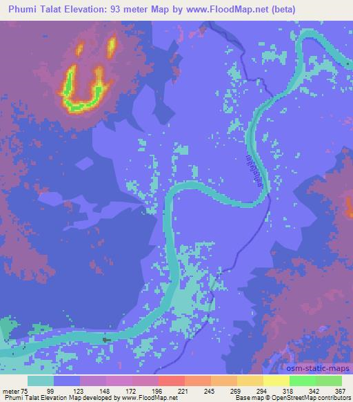 Phumi Talat,Cambodia Elevation Map