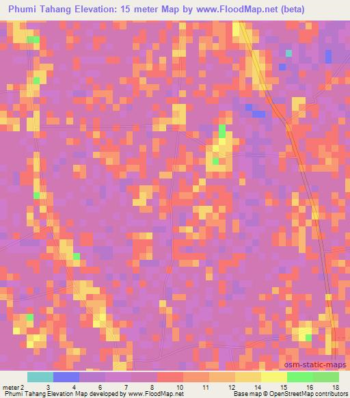 Phumi Tahang,Cambodia Elevation Map