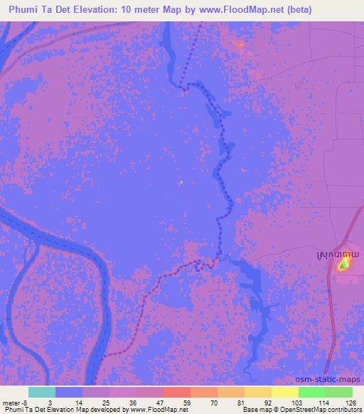 Phumi Ta Det,Cambodia Elevation Map