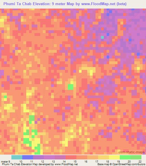 Phumi Ta Chab,Cambodia Elevation Map