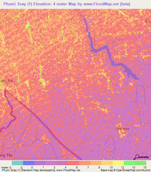 Phumi Svay (1),Cambodia Elevation Map