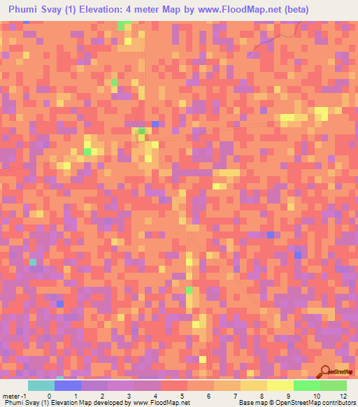 Phumi Svay (1),Cambodia Elevation Map