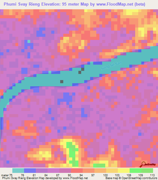 Phumi Svay Rieng,Cambodia Elevation Map