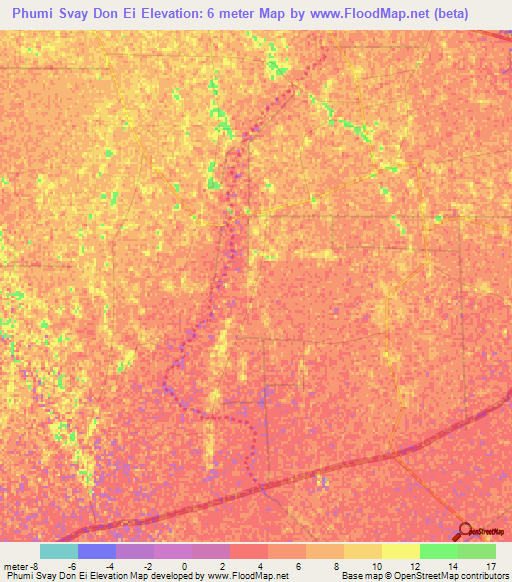 Phumi Svay Don Ei,Cambodia Elevation Map