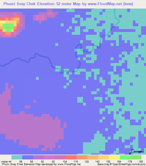 Phumi Svay Chek,Cambodia Elevation Map