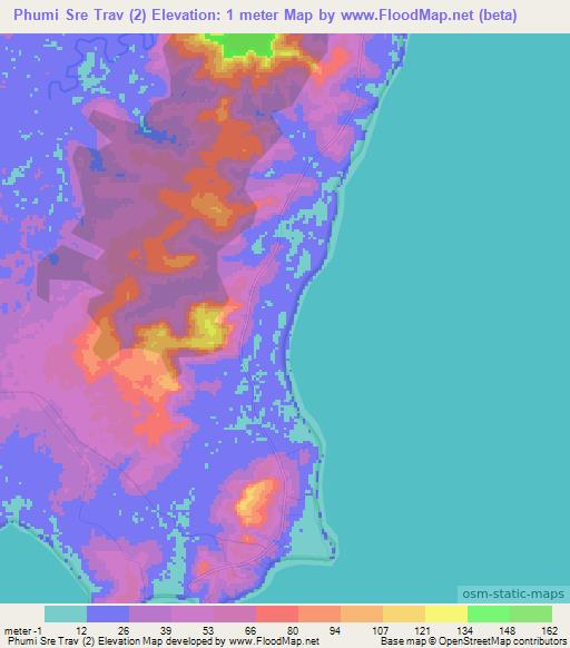 Phumi Sre Trav (2),Cambodia Elevation Map