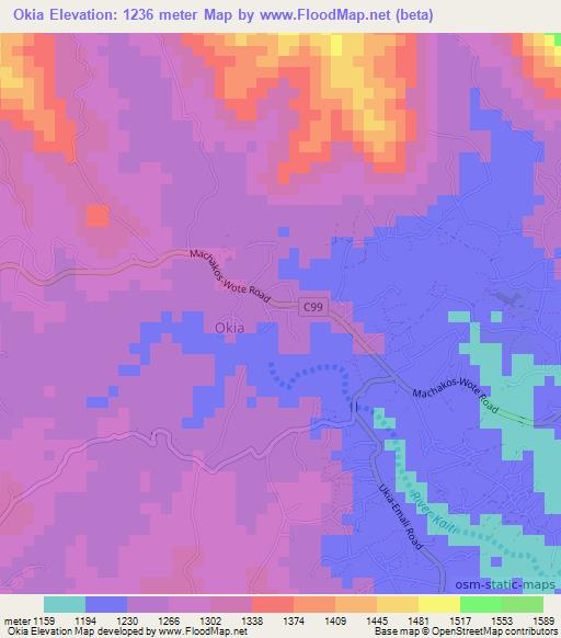 Okia,Kenya Elevation Map