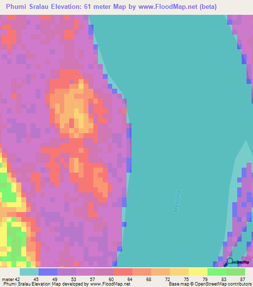 Phumi Sralau,Cambodia Elevation Map