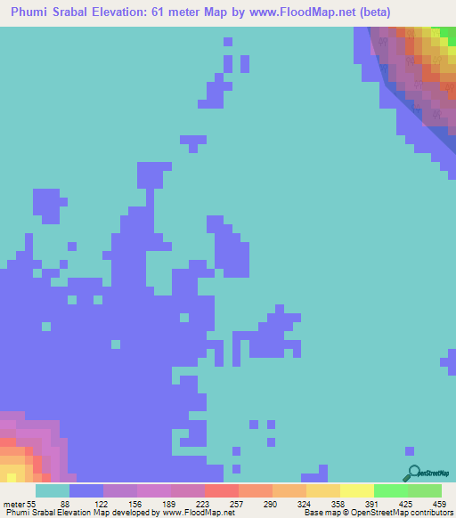 Phumi Srabal,Cambodia Elevation Map
