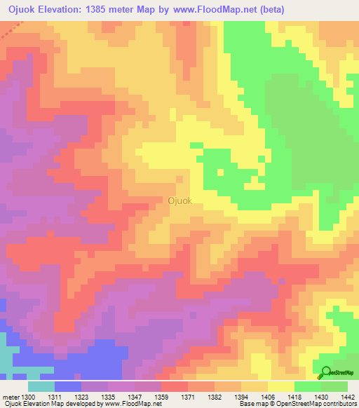 Ojuok,Kenya Elevation Map