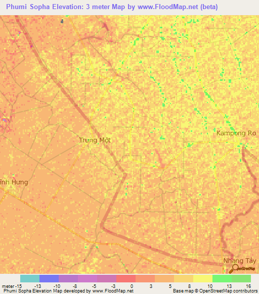 Phumi Sopha,Cambodia Elevation Map