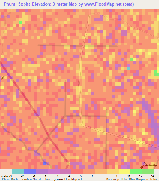 Phumi Sopha,Cambodia Elevation Map