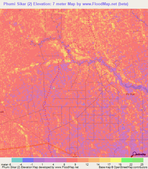 Phumi Sikar (2),Cambodia Elevation Map