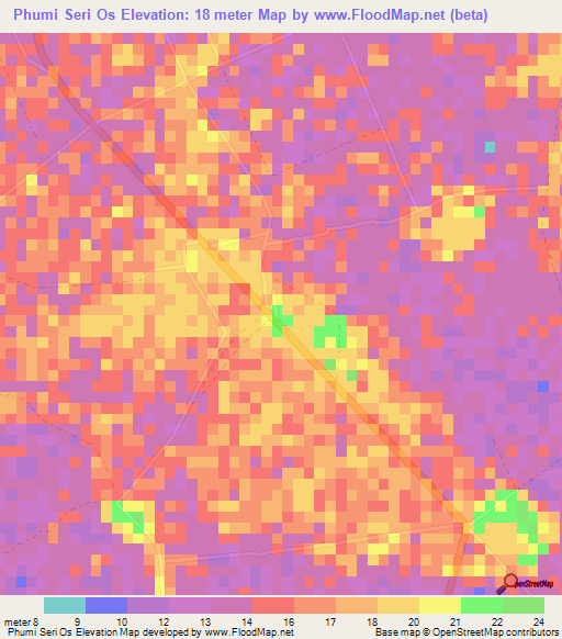 Phumi Seri Os,Cambodia Elevation Map