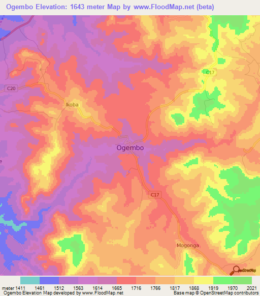 Ogembo,Kenya Elevation Map