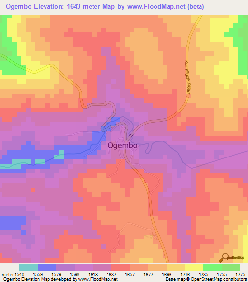 Ogembo,Kenya Elevation Map