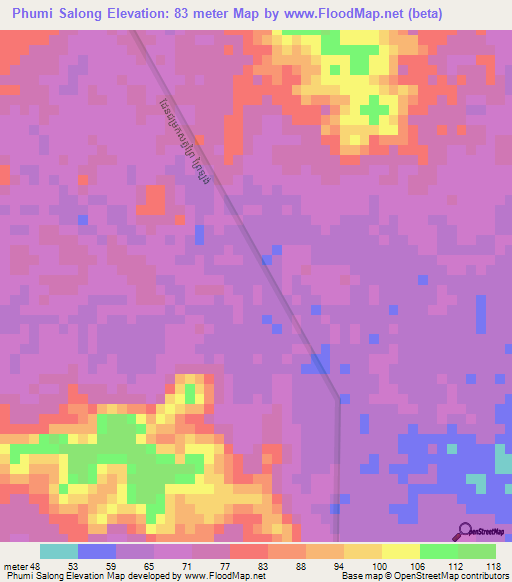 Phumi Salong,Cambodia Elevation Map