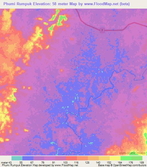 Phumi Rumpuk,Cambodia Elevation Map