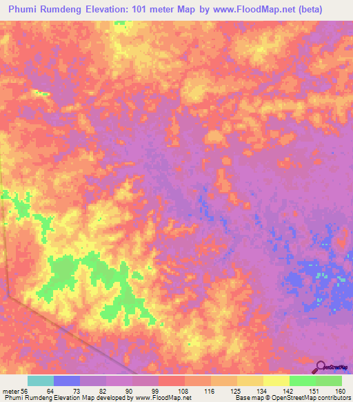 Phumi Rumdeng,Cambodia Elevation Map