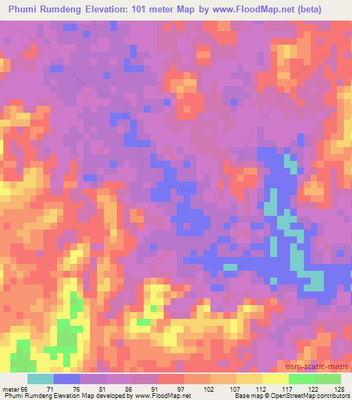 Phumi Rumdeng,Cambodia Elevation Map