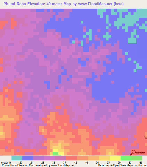 Phumi Roha,Cambodia Elevation Map
