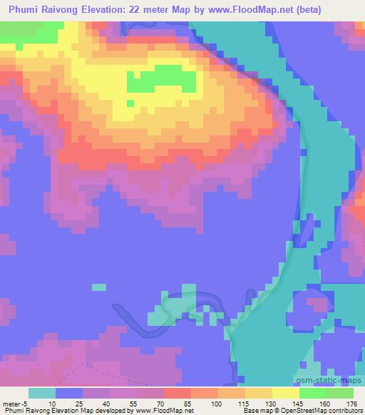 Phumi Raivong,Cambodia Elevation Map