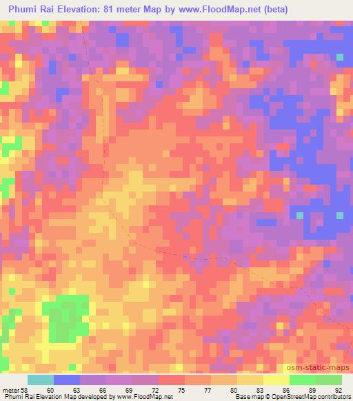 Phumi Rai,Cambodia Elevation Map