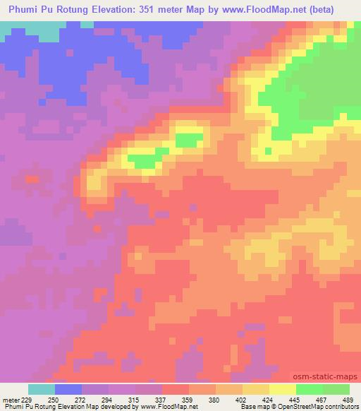 Phumi Pu Rotung,Cambodia Elevation Map