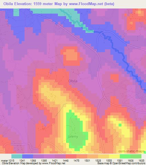 Obila,Kenya Elevation Map