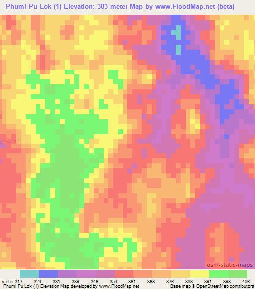 Phumi Pu Lok (1),Cambodia Elevation Map