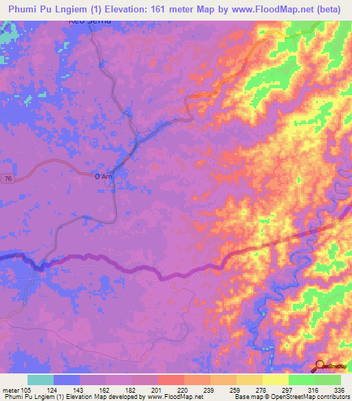 Phumi Pu Lngiem (1),Cambodia Elevation Map