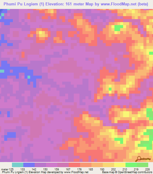Phumi Pu Lngiem (1),Cambodia Elevation Map