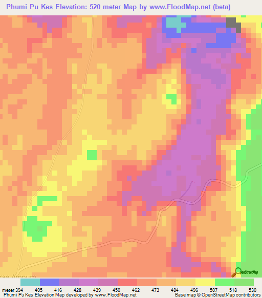 Phumi Pu Kes,Cambodia Elevation Map