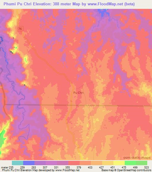 Phumi Pu Chri,Cambodia Elevation Map